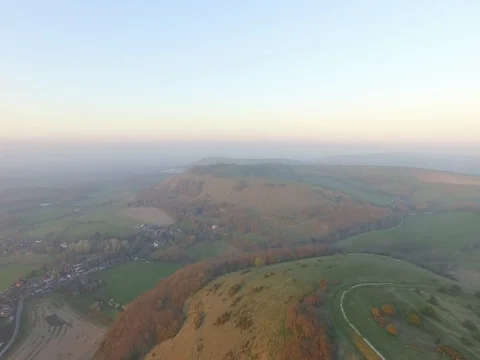 4K Devils Dyke Drone Golden Hour Stock Footage 74504756
