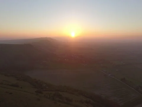4K Devils Dyke Drone Golden Hour Stock Footage 74504757