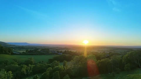 4K Devils Dyke Drone Golden Hour with birds flying Stock Footage 151143106