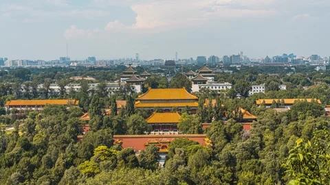 4K Di'anmen &amp; Olympic Tower on Beijing Central Axis Time-lapse Stock-Footage 341680966