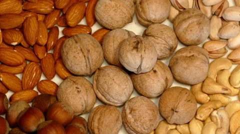 4k – Different nuts on plate Stock-Footage 56152814