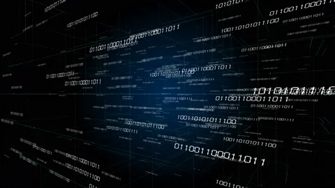 4k Digital binary code,scientific tech data network conveying connectivity. Stock Footage 90216759