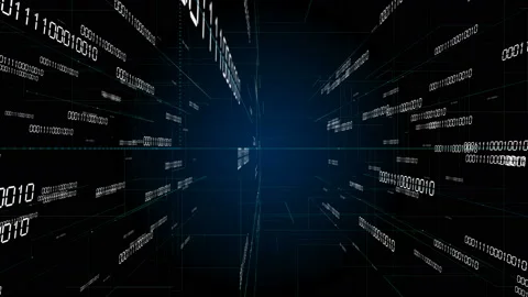 4k Digital binary code,scientific tech data network conveying connectivity. 库存影片 90217709
