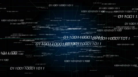 4k Digital binary code,scientific tech data network conveying connectivity. Stock Footage 90219538