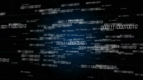 4k Digital binary code,scientific tech data network conveying connectivity. Stock Footage 90408592