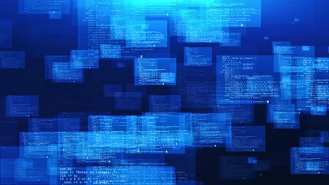 4K Digital Binary Programming code running over computer screen terminal Stock Footage 246955347