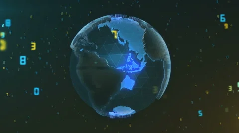 4k Digital computer hollow Earth in a cloud of numerical data Video stock 68631351