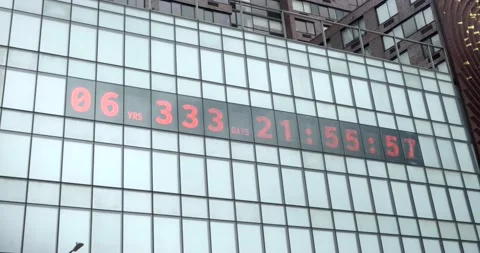 4K - Digital countdown digits / time on the building at Union Square Park, NYC Stock Footage 205488668