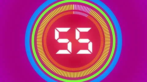 4k Digital Countdown. Rainbow Colors Video stock 157515231