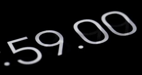 4K - Digital countdown timer. Macro shot of a screen (HFR) Stock Footage 112168955