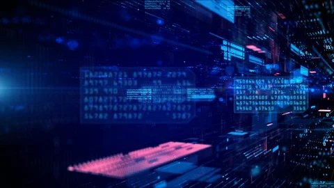 4K Digital cyberspace and data network connections. Transfer digital data hi- Stock Footage 128018351