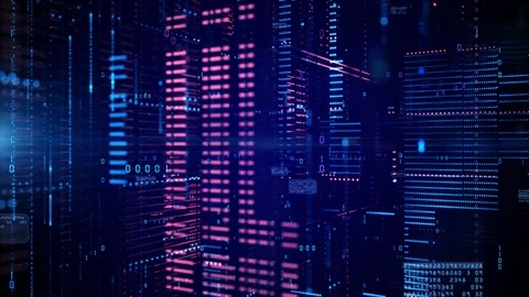 4K Digital cyberspace and data network connections. Transfer digital data hi- Video stock 128018820