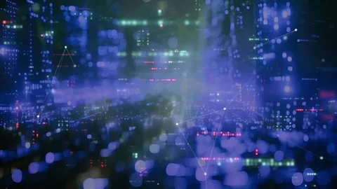 4K Digital cyberspace particles Digital data social network connections. Stock Footage 273813734