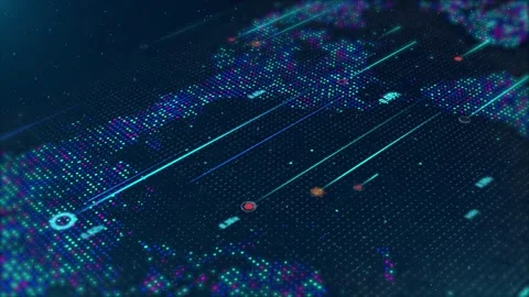 4K Digital Dotted world map countries Lo... | Stock Video | Pond5