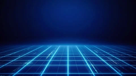 4K Digital Grid Background Footage Futuristic Blue Tech Virtual Space Animat Stock Footage 330834636