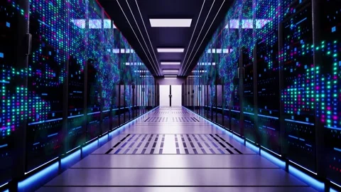 4K Digital High speed digital lines travels network and information servers. 库存影片 161882904