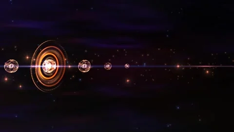 4k digital shiny planets rotating in orbits Stock Footage 263093254