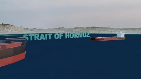 4K Digital Terrain of Strait of Hormuz with Realistic 3D Vessels Stock Footage 336123643