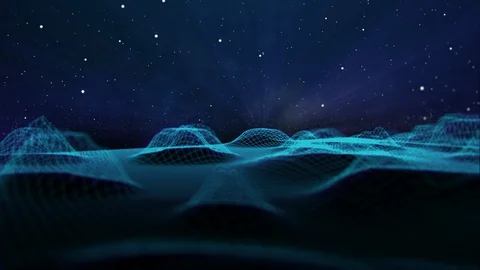4K Digital Wireframe Landscape Mountain Defocused Surface Motion Background. Stock Footage 118733827