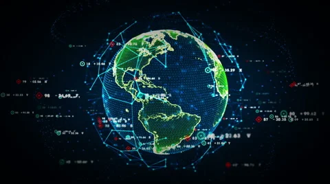 4K Digital World Data Color Stock Footage 65066168