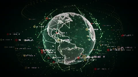 4K Digital World Data Green Stock Footage 65066662