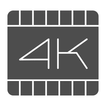 4k dimension movie frame solid icon. Ultra high video quality extension symbol Stock Illustration