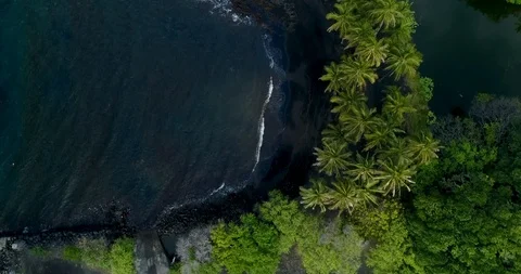 4k Direct overhead aerial view of Punaluʻu Beach,Big Island,Hawaii,usa Stock Footage