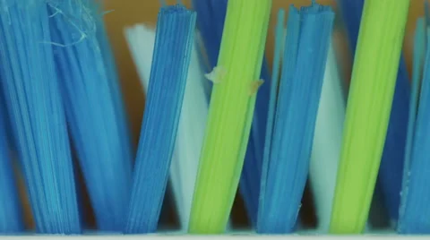 4K - Dirty toothbrush closeup Stock Footage 48765429