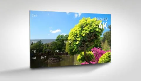 4K display with comparison of resolutions concept Foto stock