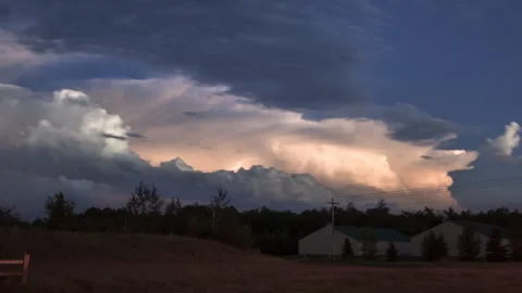 4K Distant Supercell Lightning Storm at Dusk Timelapse - Prores Stock Footage 319858283