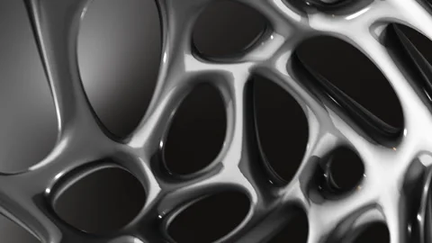 4K distorted chrome substance with holes. Abstract geometric shape Stock Footage 270923129