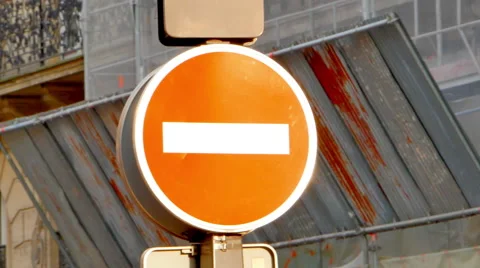 4K Do Not Enter Traffic Sign, Slow Dolly-In Zoom, Urban City Street Stock Footage 63753851