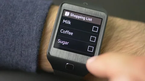 4K To Do Shopping List Smart Watch Technology Stock Footage