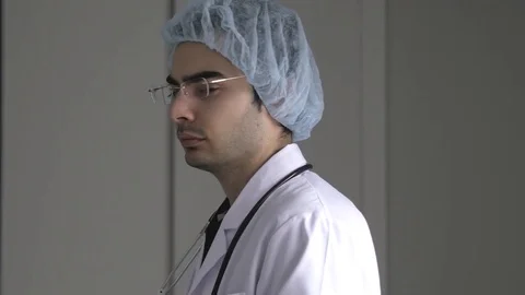 4K Doctor Scientist Looking Directly at the Camera Stock Footage