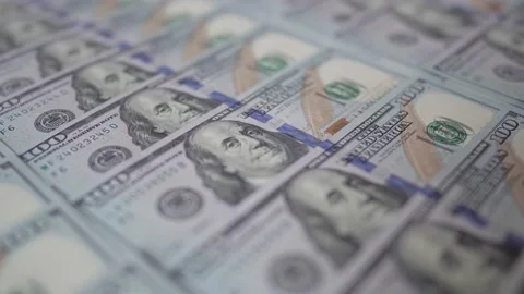 4K Dollars Background. One Hundred Dollar Bills. Macro Many 100 Us Dollar Stock Footage 173616440
