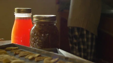 4k dolly canning and dried apples Stock Footage 70998081