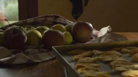 4k dolly  dried apples  Stock Footage 70998698