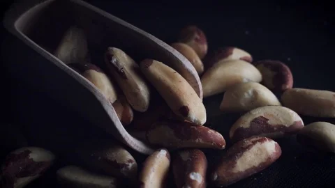 4k Dolly Shot of Brazilian Nuts in Scoop Stock Footage