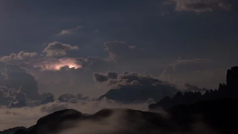 4K Dolomites Epic storm with lightning over the top of Alps Stock Footage 107963452