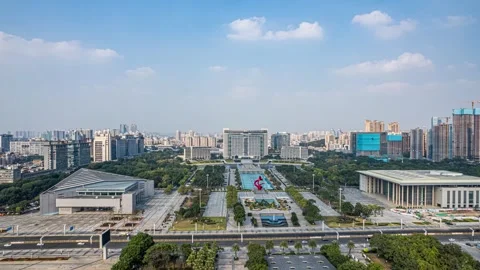 4K Dongguan New First-tier City Building Construction Aerial Time-lapse Vídeos de archivo 344091007