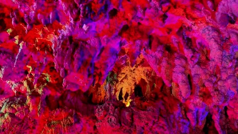 4K Dramatic Blue and Orange Cave Formations at Cave Okinawa, Japan Stock Footage 345377922