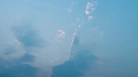 4K Dramatic Blue Clouds With Soft Sunlight and Slow Left to Right Movement Stock Footage 341337379