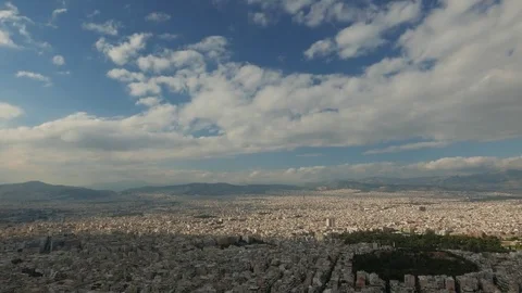 4K Dramatic clouds Timelapse Skyline Greece Athens Athina Athen from Lycabettus Stock Footage 70363331