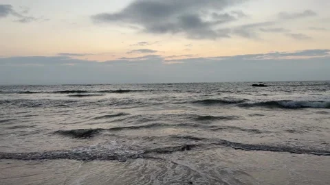 4K Dramatic Red Sunset over Ocean with Ambient Wave Sounds Video stock 331973750