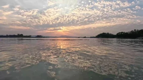 4k dramatic sky with clouds of Kaptai lake landscape Stock Footage 272146749
