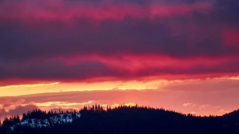 4K. Dramatic Storm in Mountains sky. Sunset color clouds move. Time-lapse. Stock Footage 84212184