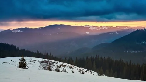 4K. Dramatic Storm in Mountains sky. Sunset color clouds move. Time-lapse. Stock Footage 84213157