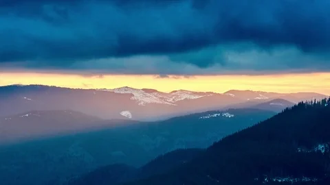 4K. Dramatic Storm in Mountains sky. Sunset color clouds move. Time-lapse. Stock Footage 84213459