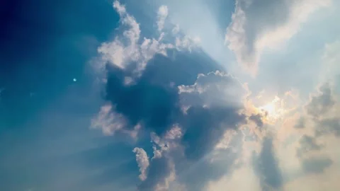 4K Dramatic Sun Rays Through Thick Clouds With Slow Pan Jakarta Stock Footage 341548531