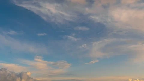 4k Dramatic sunset sky with clouds. Time lapse of orange clouds moving in sunset Stock Footage 342239827